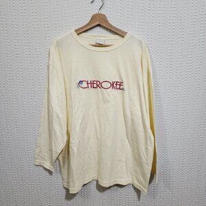 Vintage Cherokee Pastel Yellow Embroidered Long Sleeve Crewneck Graphic Tee 18W